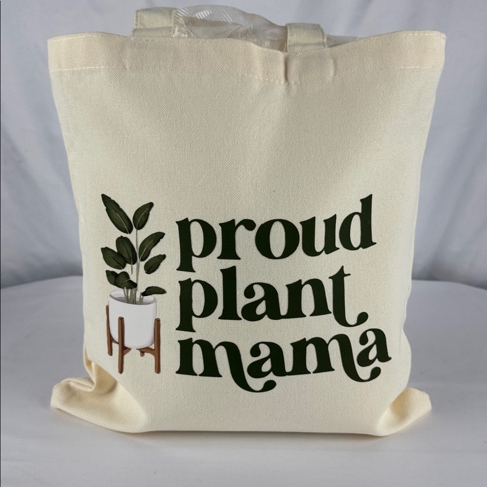 NWT Handmade Canvas Tote Bag with Plant Deisgn